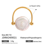 Freshwater Pearl Button 18K Gold Ring