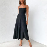 Fila Spaghetti Strap Ribbed Knit Maxi Dress