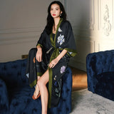 Emersyn Floral Silk Print Kimono Robes