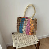 Cambri Pastel Stripe Straw Tote