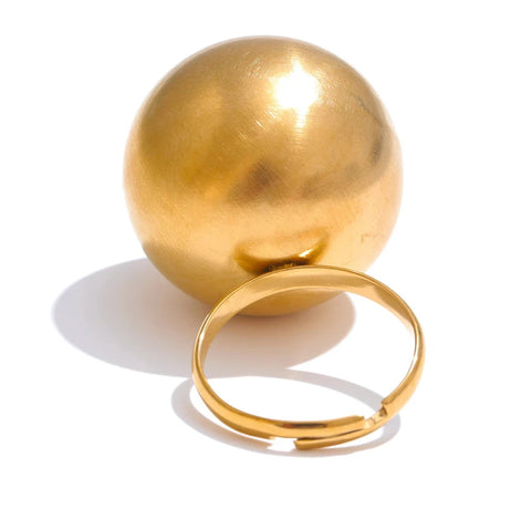 Jumbo 18K Golden Ball Cocktail Ring