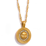 Golden Soleil CZ Medallion Necklace