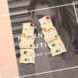 Tatiana Textured Metal Square Drop Earrings