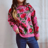 Ina Pink Floral Fuzzy Sweater