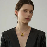 Gold Spiral Medallion Pendant Necklace