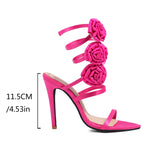 Ines Rosette Wrap Around Stiletto Sandals