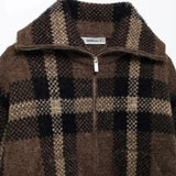 Charlotte Vintage Brown Plaid Knit Jacket