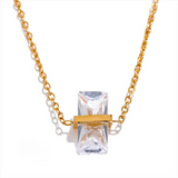 Tanya Cubic Zirconia Square Pendant Necklace