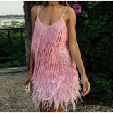 Teressa Feather Tassel Sequin Mini Dress