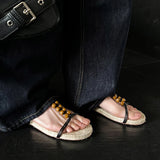 Mariel Straw Woven Bead Gladiator Sandals