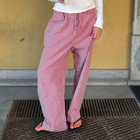 Harper Pin Check Casual Drawstring Pants