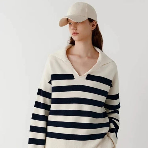 Paloma Striped Polo Knit Jumper Sweater