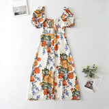 Loran Retro Floral Puff Sleeve Dress
