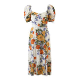 Loran Retro Floral Puff Sleeve Dress
