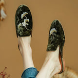 Brooke Embroidery Crushed Velvet Mules