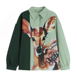 Susie Deer Print Casual Shirts