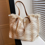 Lydia Boho Fringed Large Woven Tote Bag