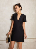 Vanessa V-Neck Solid Tunic Mini Dress