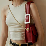 Scarla Retro Button and Chain Shoulder Bag watereverysunday
