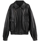 Daniella Retro Faux Leather Bomber Jacket