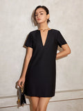 Vanessa V-Neck Solid Tunic Mini Dress