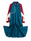 Solana Blue Red Color-block Trench Coat