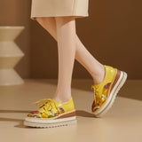 Anica Silk Embroidery Leather Platform Oxford Shoes