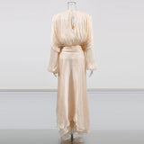 Heran Pleated Tie-Waist Chiffon Dress