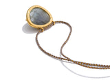 Natural Gray Agate Stone Oval Pendant Necklace