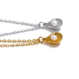Mother Of Pearl Golden Shell Pendant Necklace
