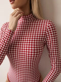 Miho Red Houndstooth Bodysuit