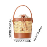 Nila Faux Leather Rattan Mini Bucket Bag