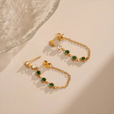 CZ Rhinestone Chain Hoop Earrings