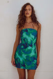 Sefina Tropical Prints Tube Mini Dress