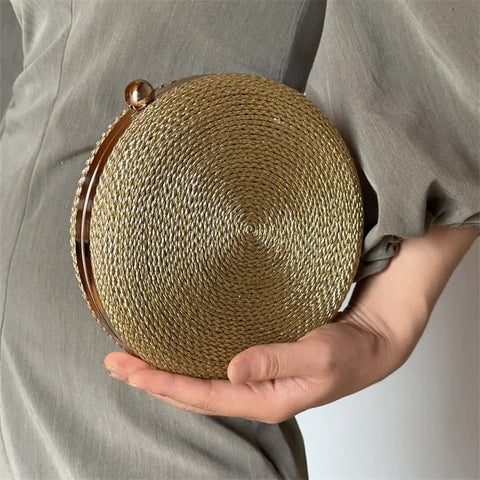 Hena Hand-Woven Round Rattan Bag