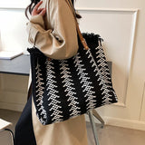 Lydia Boho Fringed Large Woven Tote Bag