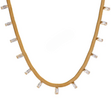 CZ Rhinestone Gold Chain Line Necklace