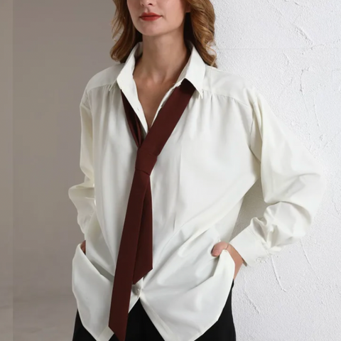 Adily Casual Tie Shirt Blouse