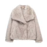 Laurel Shaggy Big Lapel Faux Fur Jacket