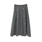 Leslie Crystal Embellished Pleated Midi Skirts