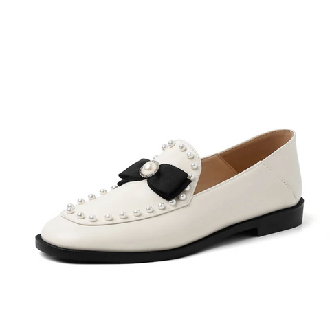 Elliah Pearl and Bow Mary Janes Penny Loafers