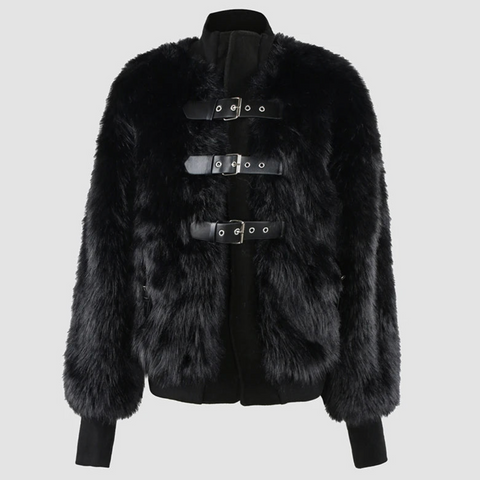 Nayeli Faux Rabbit Fur Bomber Jacket 