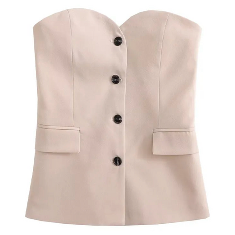 Nina Strapless Button Up Bustier Suit Top
