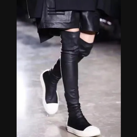 Rick Owens thigh-high Leather Sneaker Boots - Farfetch