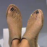 Stefania Crystal Sequin Mesh Boots Slippers