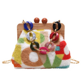 Naoko Colorful Letter Print Plush Coin Bags