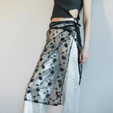 Daria Lace Mesh Wrap Apron Skirt