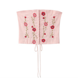 Milana Floral Embroidery Lace-Up Corset Top