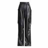 McKay Casual Faux Leather Cargo Pants