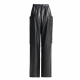 McKay Casual Faux Leather Cargo Pants